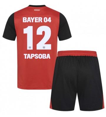 Bayer Leverkusen Edmond Tapsoba #12 Primera Equipación Niños 2024-25 Manga Corta (+ Pantalones cortos)